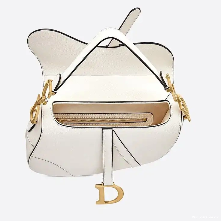Cheap Bag Dior Calfskin Saddle White Grained 0509 Hot Sale